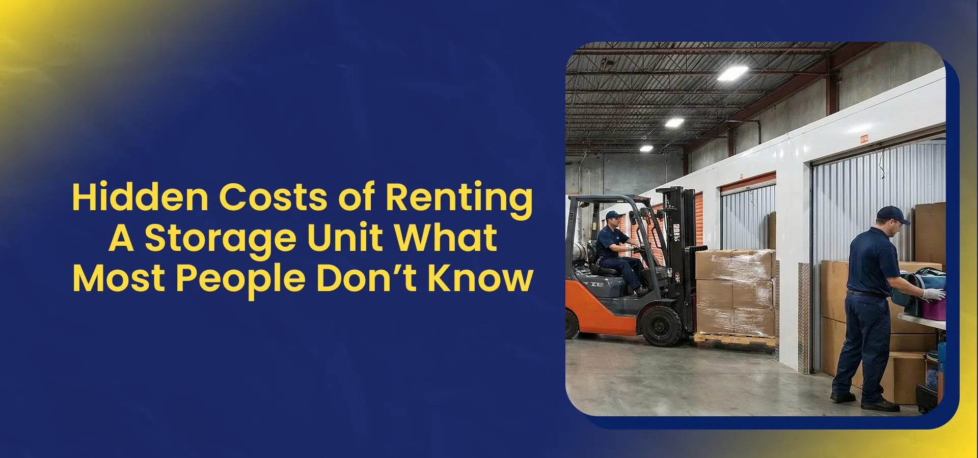 Promotional blog banner featuring a warehouse worker operating a forklift to move palletized boxes into a clean, modern storage facility with bright lighting.