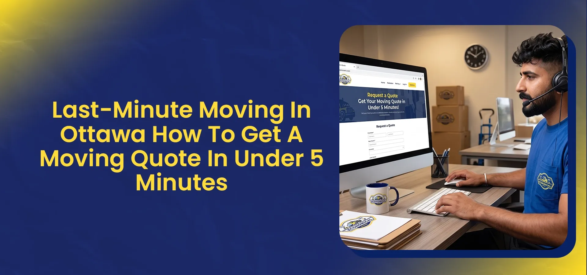 Last-minute moving in Ottawa with a mover requesting a moving quote online in under five minutes
