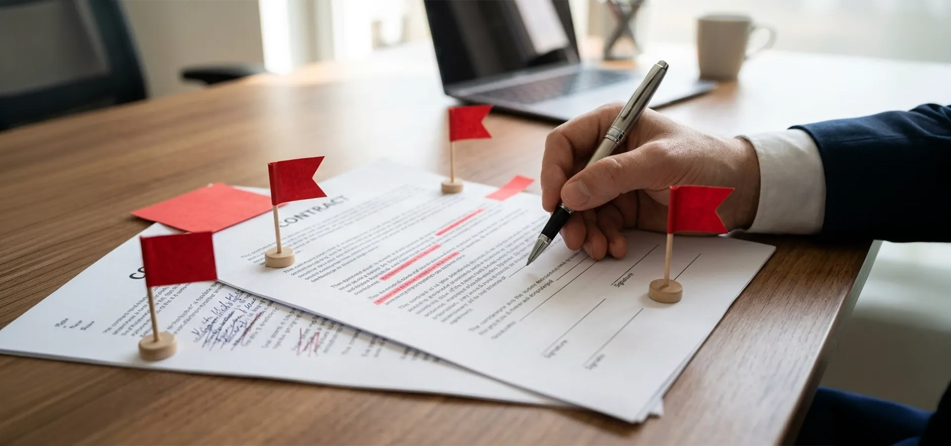 Red flags on moving documents highlighting important issues to review before signing a laboratory moving contract
